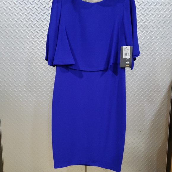 NWT SANGRIA cobalt blue dress with stunning overlay (10) - Picture 12 of 12